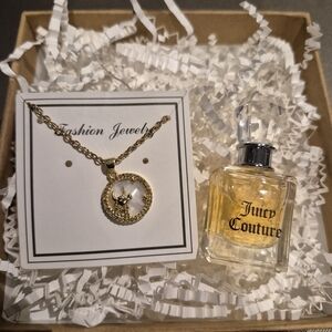 Taurus Necklace With Mini 5 ML Juicy Couture Perfume Bundle